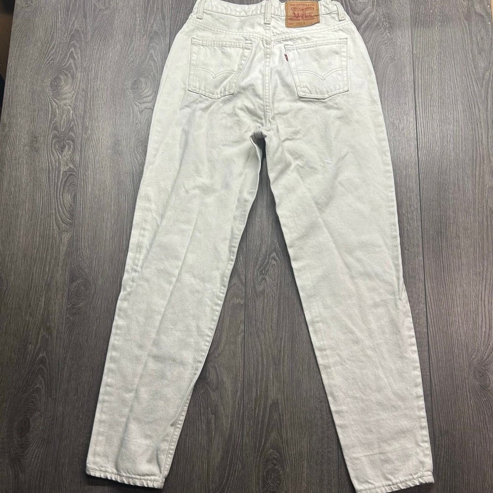 Vintage Levis 521 Jeans 28 x 30 White Tapered Leg High Rise Denim Pants